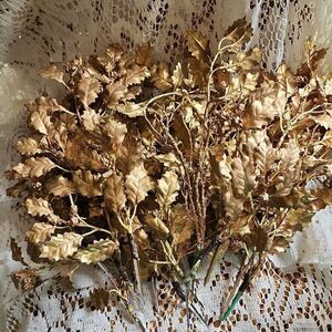 Vintage Gold Leaf Decorative Floral Picks Accent Fall Autumn Tgiving Christmas